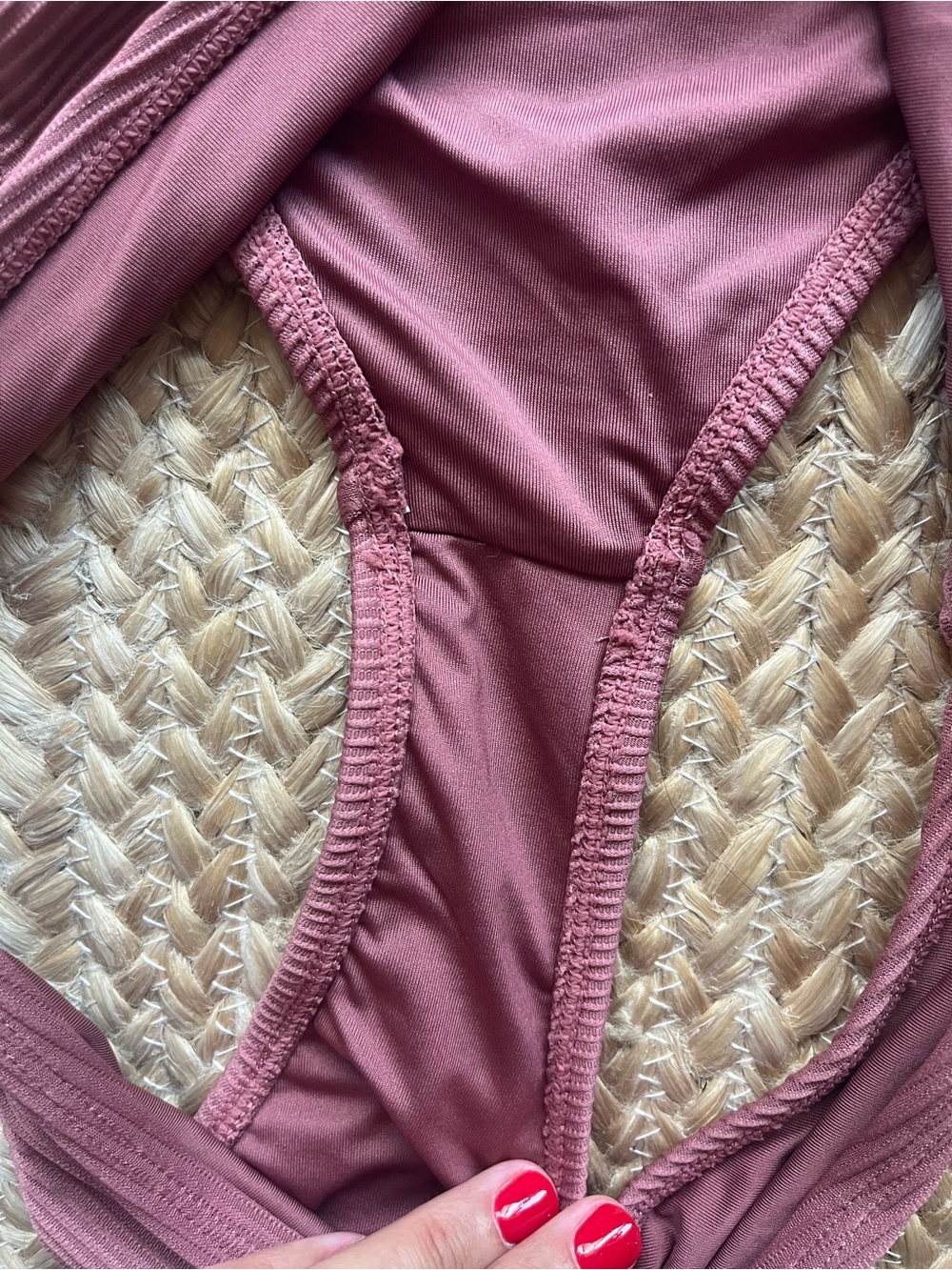Mauve Ribbed Triangle Bikini Set - Picture 3 of 4